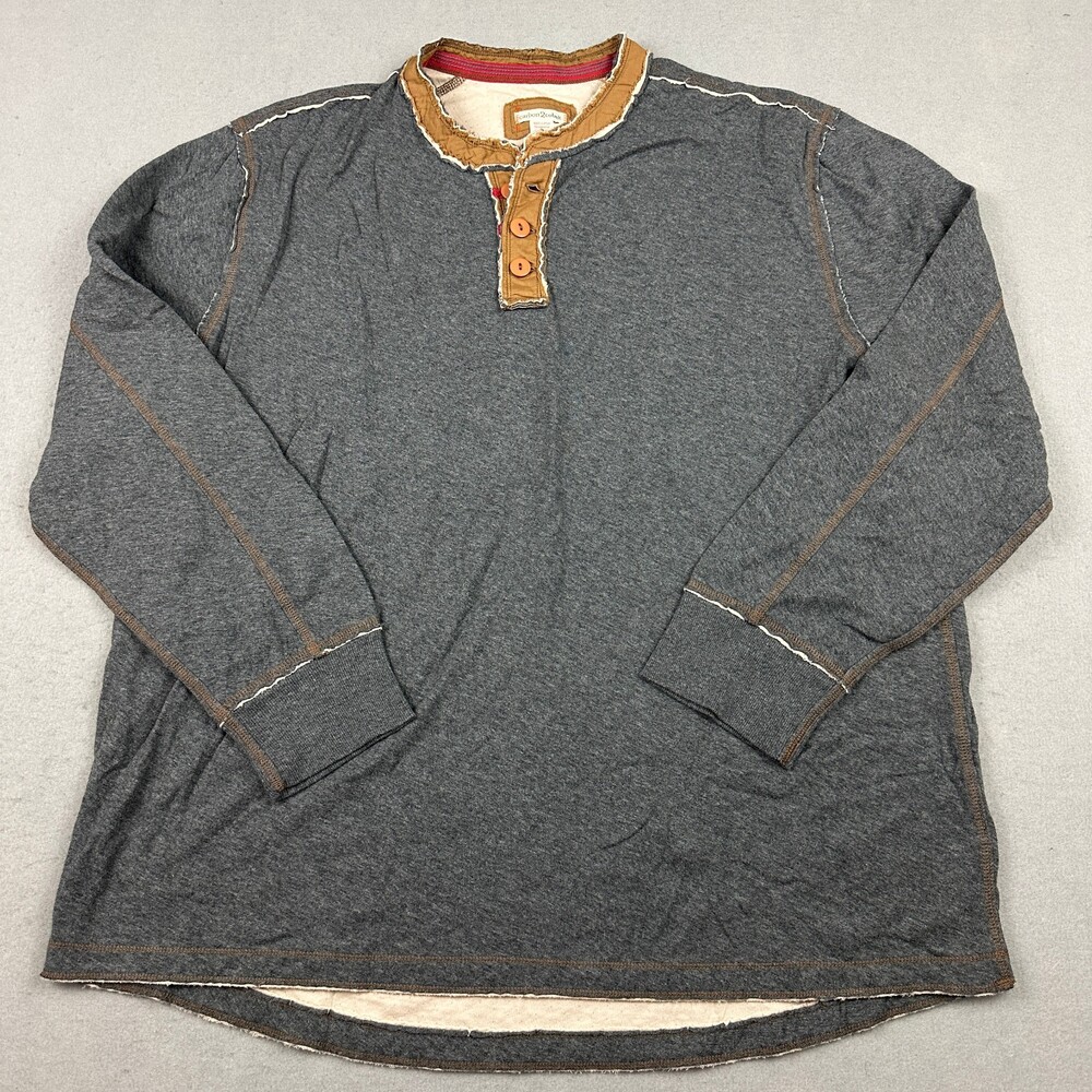 Carbon2Cobalt Shirt Men Extra Large Tall Gray Henley Pullover Raw Edges XLT